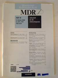 Monatsschrift+f%C3%BCr+Deutsches+Recht+%28MDR%29+-+63.+Jg.+%2F+2009%2C+Heft+19.+-+Zeitschrift+f%C3%BCr+die+Zivilrechtspraxis.