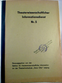 Theaterwissenschaftlicher+Informationsdienst%2C+Nr.+5.
