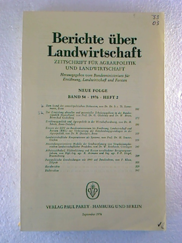 Berichte+%C3%BCber+Landwirtschaft.+-+Zeitschrift+f%C3%BCr+Agrarpolitik+und+Landwirtschaft.+-+Neue+Folge+Bd.+54+%2F+1976%2C+Heft+2+%281+Einzelheft%29
