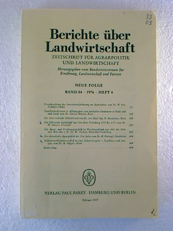 Berichte+%C3%BCber+Landwirtschaft.+-+Zeitschrift+f%C3%BCr+Agrarpolitik+und+Landwirtschaft.+-+Neue+Folge+Bd.+54+%2F+1976%2C+Heft+4+%281+Einzelheft%29