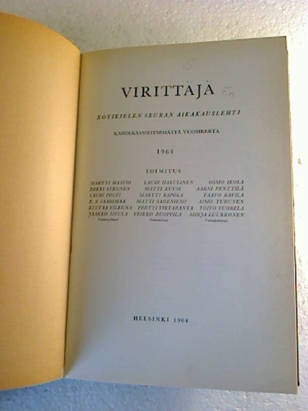 Martti+Haavio+u.a.%3AViritt%C3%A4j%C3%A4+-+1964+%2F+-+Kotikielen+Seuran+Aikakauslehti.