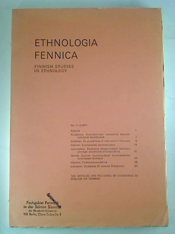 Niilo+Valonen+%28Editor%29%3AEthnologia+Fennica+-+Finnish+Studies+in+Ethnology.+-+Volume+1+%2F+1971%2C+No.+1-2.