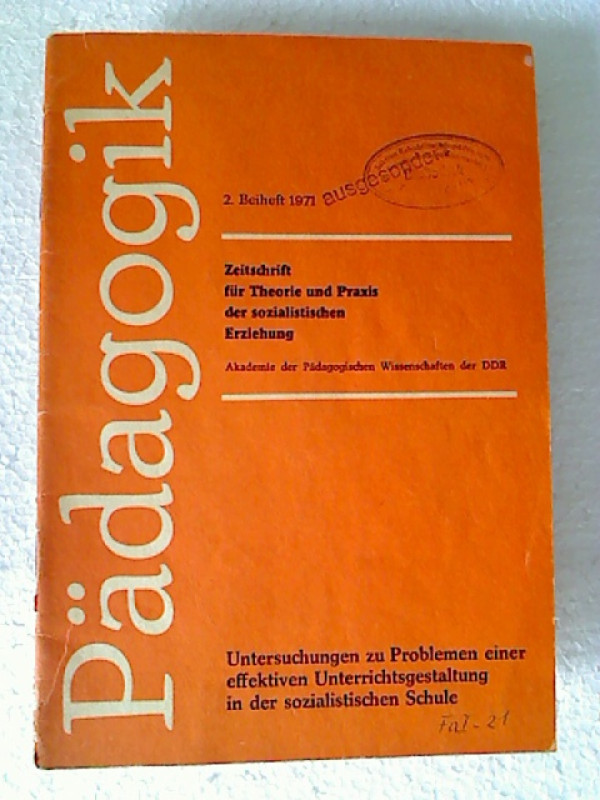P%C3%A4dagogik.+-+2.+Beiheft+%2F+1971+%28Einzelheft%29+-+Zeitschrift+f%C3%BCr+Theorie++und+Praxis+der+sozialistischen+Erziehung.