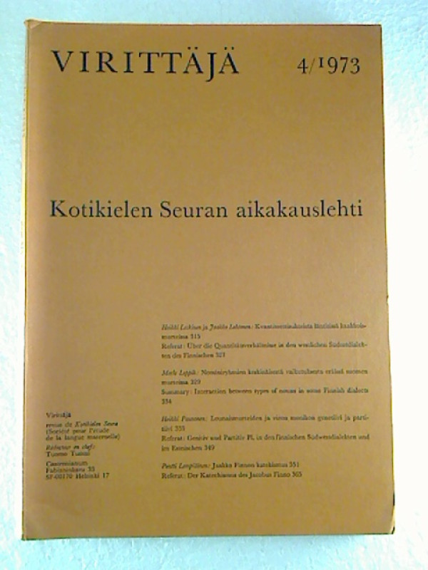 Tuomo+Tuomi+%28Chef-Rd.%29%3AViritt%C3%A4j%C3%A4+-+1973+%2F+4.+-+Kotikielen+Seuran+Aikakauslehti.