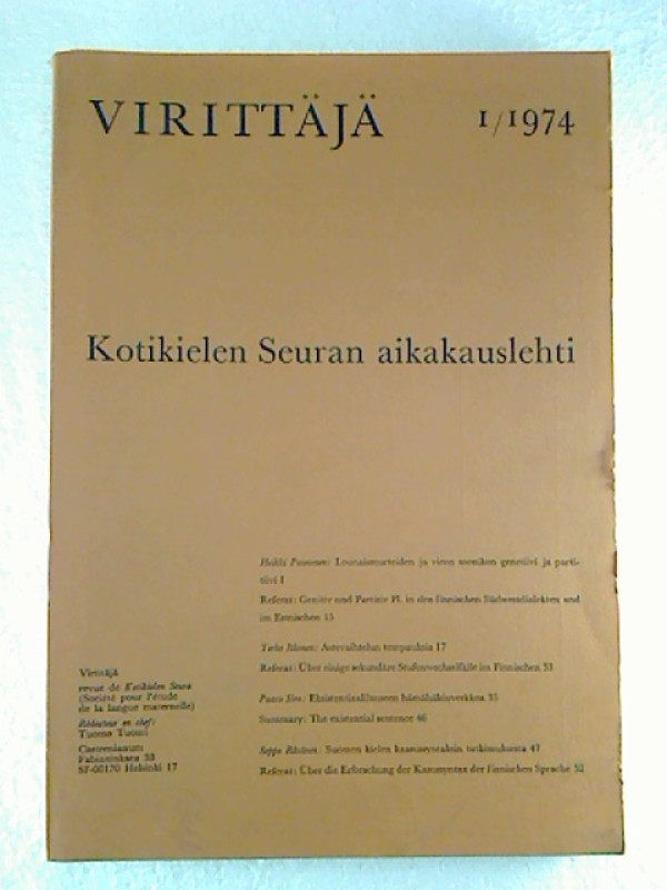 Tuomo+Tuomi+%28Chef-Rd.%29%3AViritt%C3%A4j%C3%A4+-+1974+%2F+1.+-+Kotikielen+Seuran+Aikakauslehti.