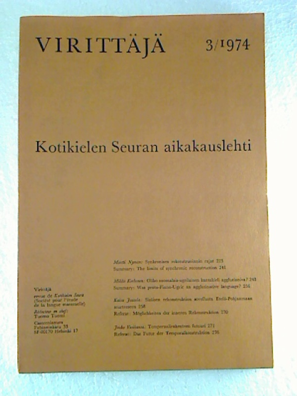 Tuomo+Tuomi+%28Chef-Rd.%29%3AViritt%C3%A4j%C3%A4+-+1974+%2F+3.+-+Kotikielen+Seuran+Aikakauslehti.
